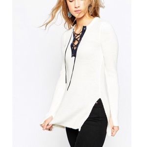 NWT ASOS Sweater Tunic With Lace Up Detail